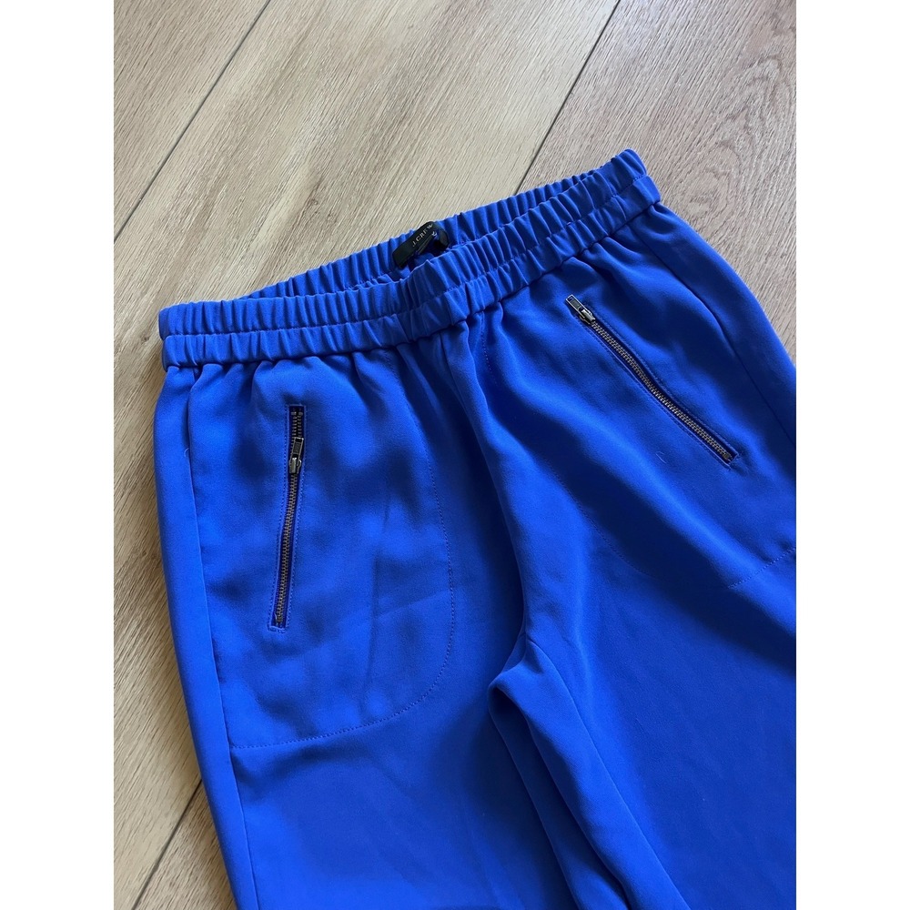 J. Crew Blue Jogger Pants Zipper Pockets Elastic Waist‎ Size 00 - Picture 3 of 5